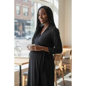 Liz Lange Maternity Black Dress Size XL Stretch